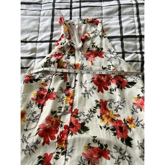 D.N.A. DNA Couture Chiffon Blouse Tank Sleeveless Floral Tie Fairy sz large - Picture 3 of 7